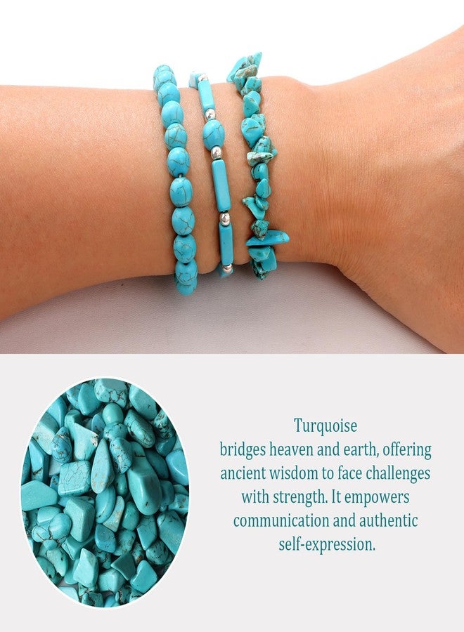 Raicegs 3PC Turquoise Crystal Bracelet for Women Natural Stone Beaded Bracelets Handmade Stretch Bracelet Healing Crystal Jewelry for Women - Image 4